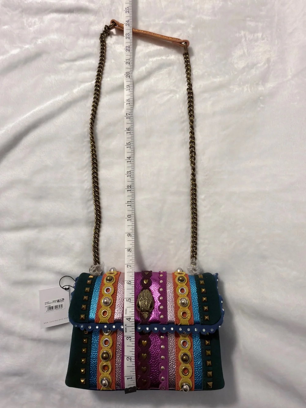 Kurt Geiger Kensington Multicolor Studded Flap Bag with Chain Strap - Picture 9 of 10